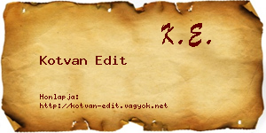 Kotvan Edit névjegykártya